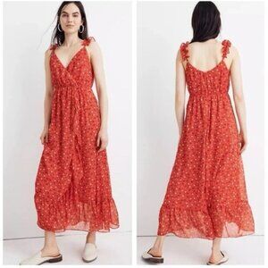 Madewell - Ruffle Strap Red Wrap Prairie Posies boho maxi dress